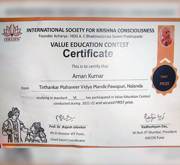 National Value Education Contest Prize Winner