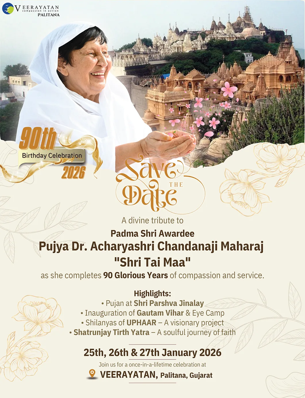 Pujya Tai Ma’s 90th Birthday Celebrations in Palitana