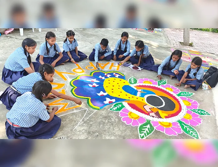 Rangolis galore! the artistic children of Bihar